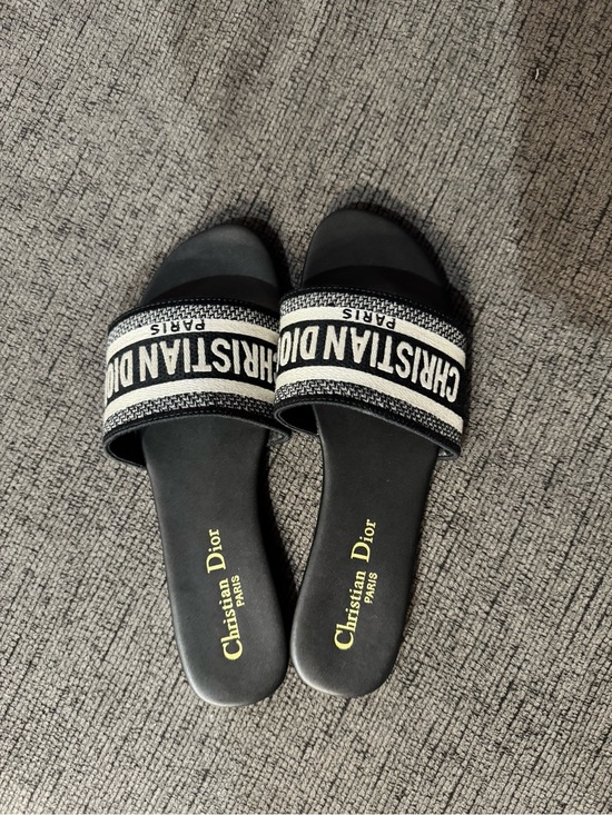 Dior Shoes - Dior Black and White Logo Slide Sandals size 8.5